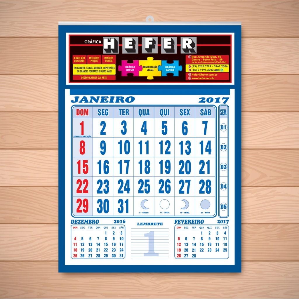 Calendários De Parede Gráfica Hefer 8516